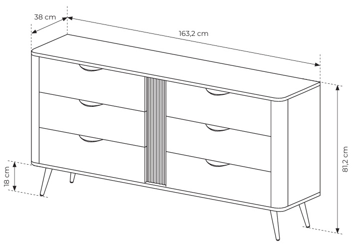 ERIS Komoda 163 6S na wysokich nóżkach - zdjęcie produktu